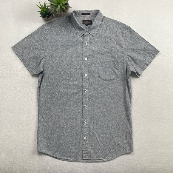 Rodd & Gunn Sports Fit Micro Pattern Short Sleeve Button Up (White/Blue/Orange) - Picture 1 of 16